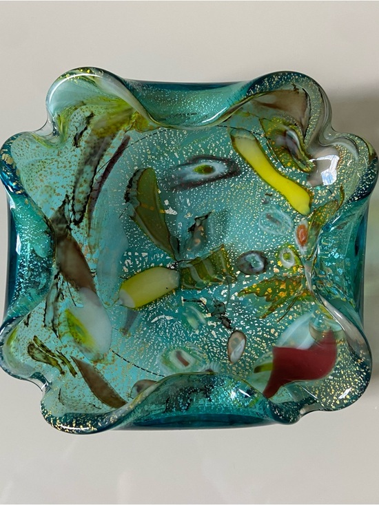 Murano Other - Murano Tutti Frutti Bowl - Avem Dino Martens Style - Green - Teal - Aventurine